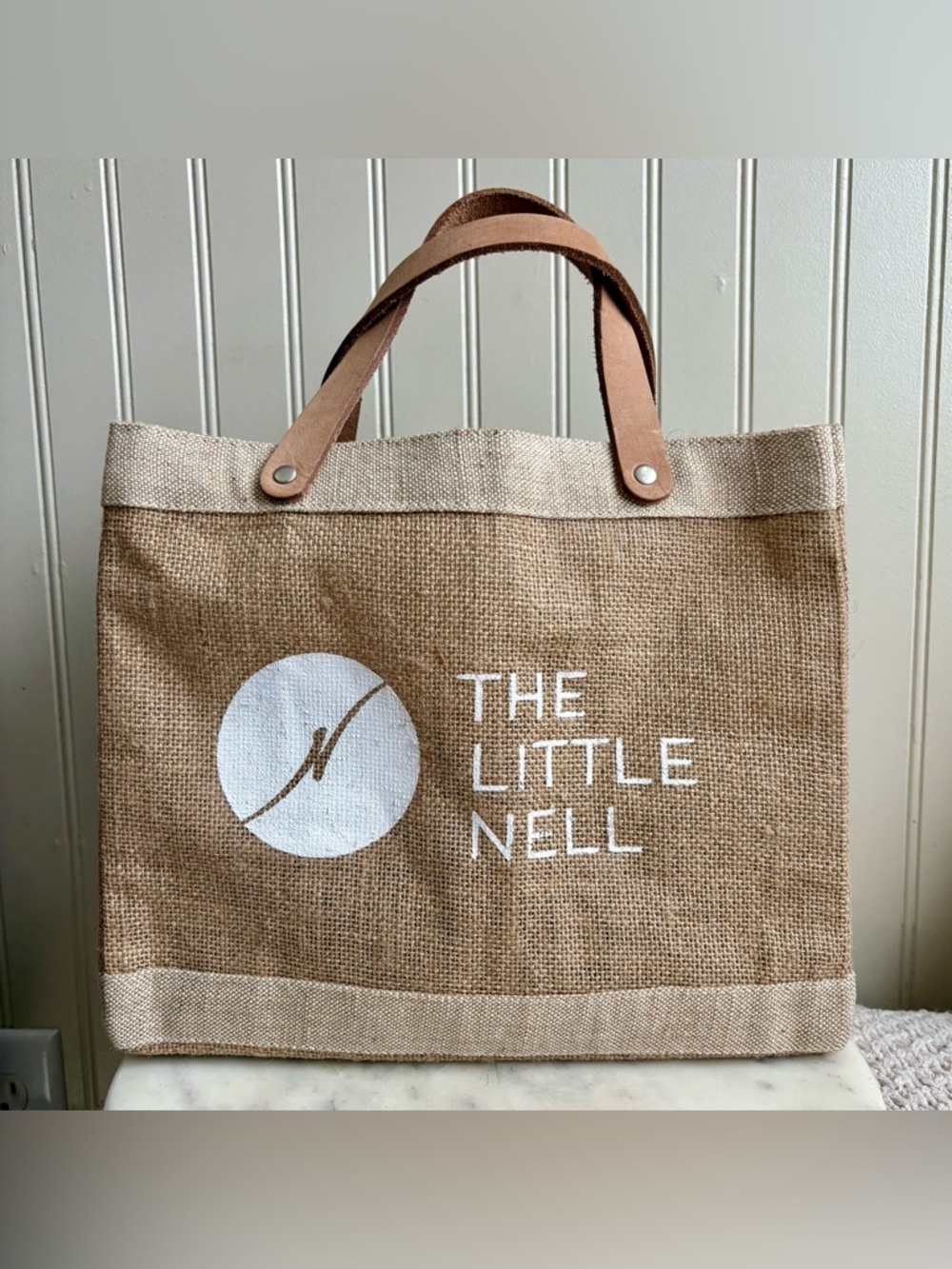 Apolis x The Little Nell Aspen Petite Market Bag Natural Beige w/Leather Handles - Picture 2 of 11